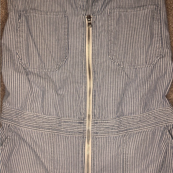 AG Adriano Goldschmied Rochelle Blue White Striped Chambray Romper M - Picture 3 of 5